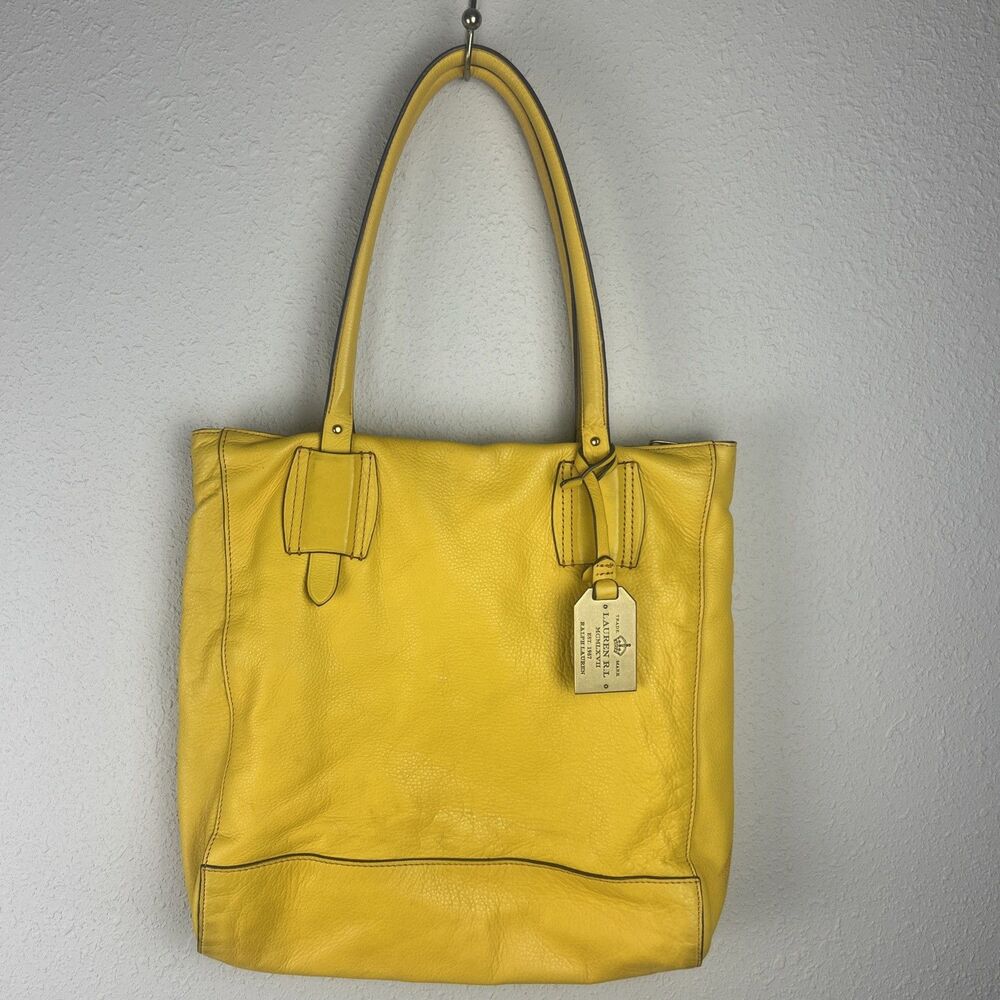 Lauren Ralph Lauren Large Canary Yellow Soft Leather Shoulder Purse Bag
